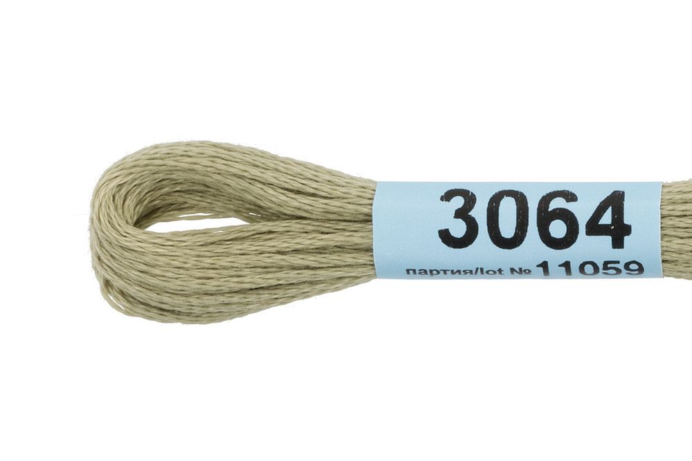 Мулине Gamma 100% хлопок, цв.3064 оливковый, 24 мотка по 8 метров
