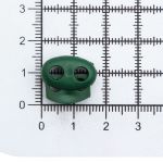 Фиксатор (зажим) для шнура пластик 2 отв., ⌀4.0 мм, 14х17 мм, овал малый ПП, т.зеленый, 100 шт