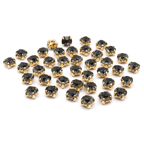 Хрустальные стразы в цапах/золото, 6мм, 40 шт/упак, Astra&Craft (серый), 4AR169/176