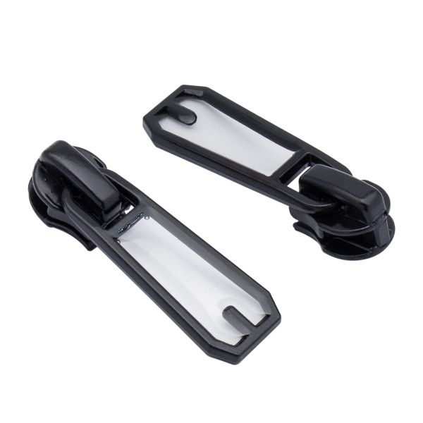 Слайдер (замок) для молнии спираль Т5 (5 мм), черный/прозрачный С5 33х12 мм, 20 шт, ГУБ10355