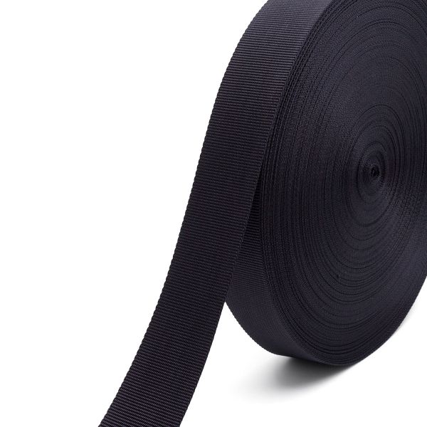 Стропа (ременная лента) 40 мм / 50 метров, толщ. 1.0 мм, [26.3 г/пог.м], 100% п/э, 005 черный