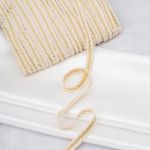 Тесьма отделочная твидовая 15 мм / 82.29 метра, с люрексом, натуральный/золото, 3Al284