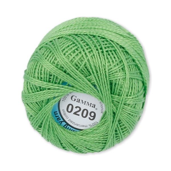 Пряжа нитки Ирис / уп.10 мот. по 10г, 82м, 0209 св-зеленый, Gamma