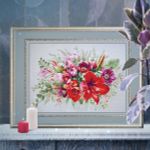 Набор для вышивания нитками Чудесная игла 101-314, Букет с амариллисом, 36х27 см