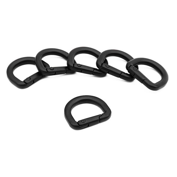Карабин металл полукольцо 15 мм, черный матовый, MB_2232, 6 шт
