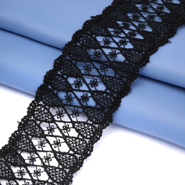 Кружево гипюр (плетёное) 50 мм / 13.7 метров, черный, 3AR1425