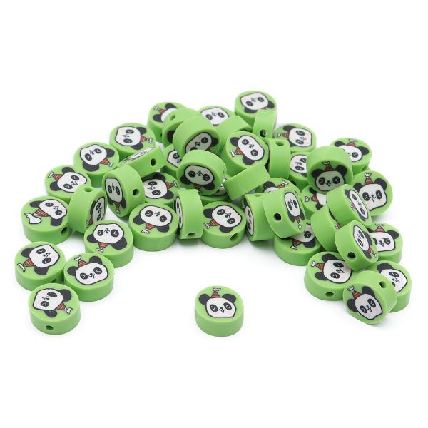 Бусины полимерная глина набор Панда, зеленая, 50 (±3)шт/упак, Astra&Craft