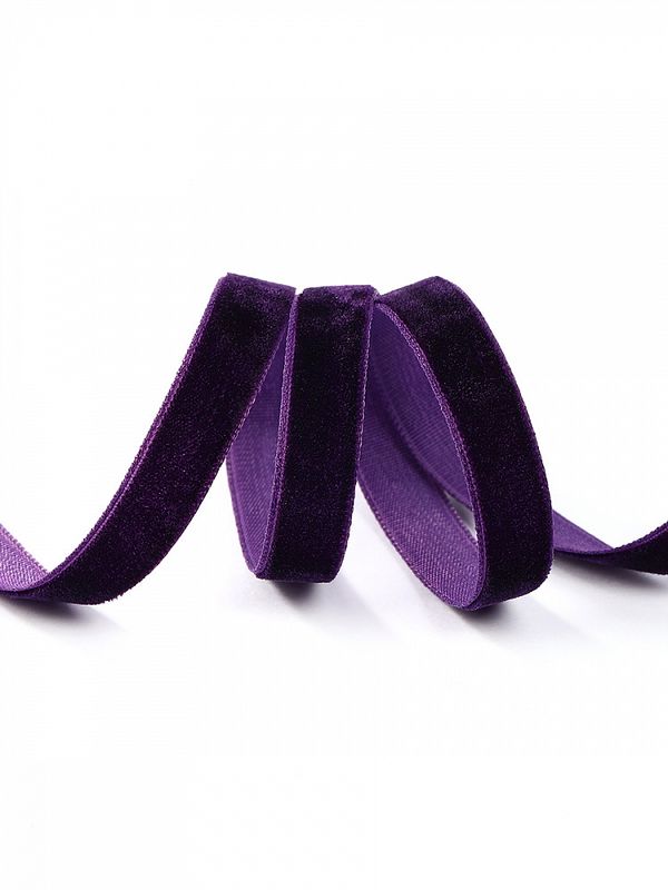 Лента бархатная (тесьма) 10.0 мм / 22.86±1 метров, арт.10VR59 нейлон цв.т.фиолетовый