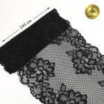 Кружево бельевое эластичное Kruzhevo 245 мм / 10 м, 6333, цв.02 черный /TOS/