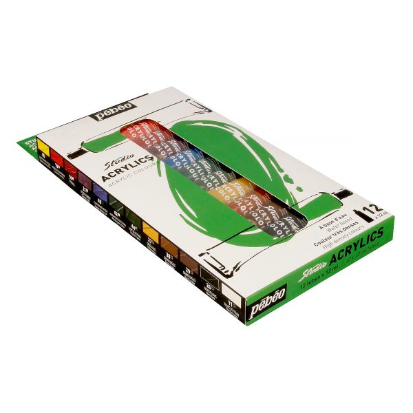 Краска акриловая набор Studio Acrylics 12 цв. 12 мл, Pebeo