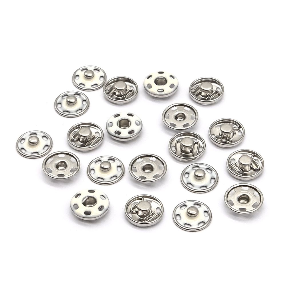 Кнопка пришивная металл ⌀15.0 мм, никель / белый, 10 шт, КПР6