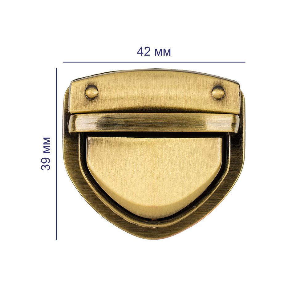 Замок для сумки 42х39 мм, 5 шт, под бронзу, Gamma LBZ-6B