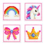 Набор для вышивания нитками МП Студия, на пластиковой канве Набор принцессы 10,6х10,6см - 4 шт