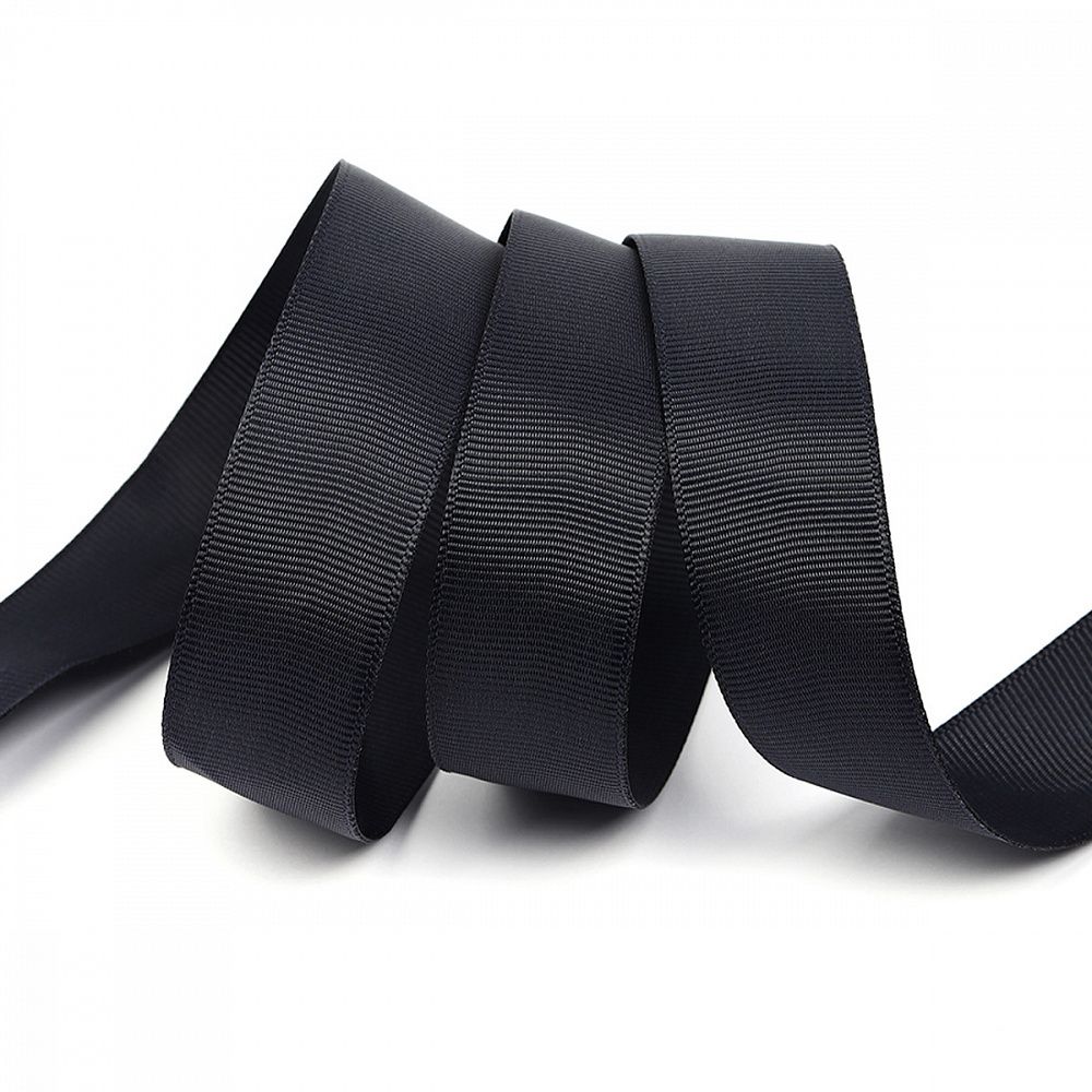 Лента репсовая (в рубчик) 25.0 мм, 372 черно-синий уп.27,4м