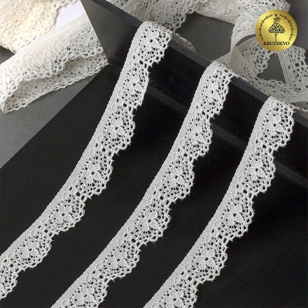 Кружево эластичное (стрейч) 15 мм 8031, цв.F102 сумрачно-белый уп.50м, Kruzhevo