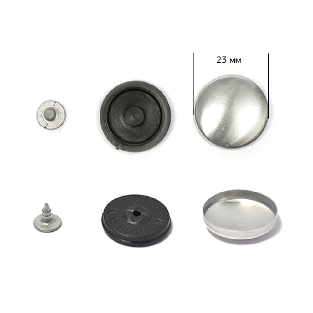 Заготовки для обтяжки пуговиц №36 (23мм) ножка - пластик цв. черный на гвоздике уп. 400 шт