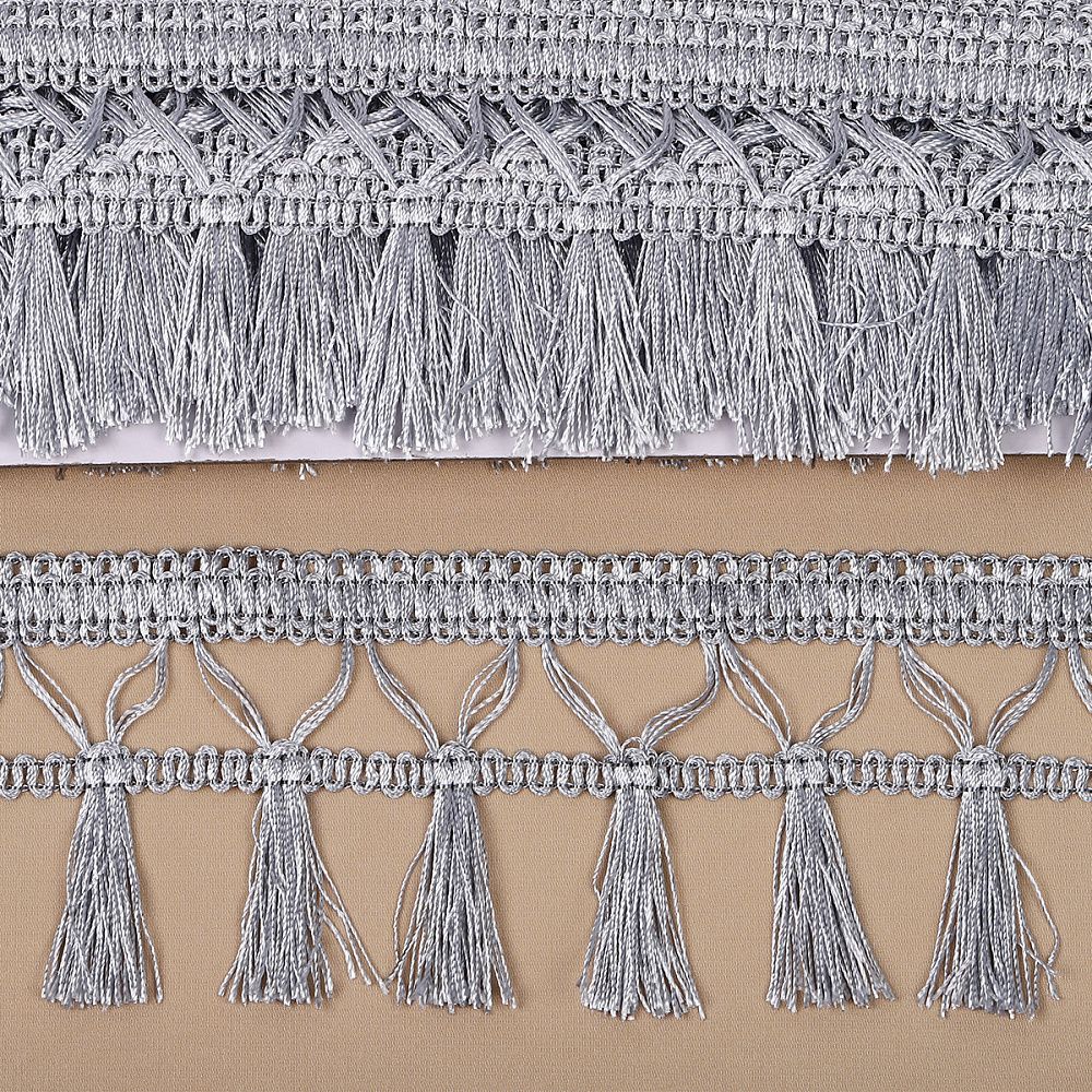 Бахрома отделочная 70.0 мм / 10 метров, с кисточками, 6154-0419, 6474 серебро