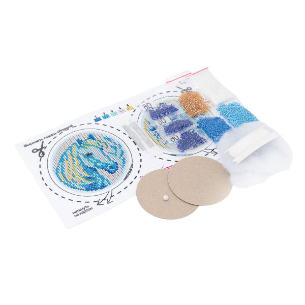 Набор для вышивания бисером Кроше (Радуга бисера) В716, Талисман Гжель 8х8см