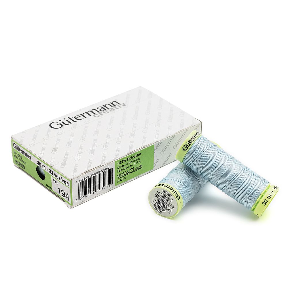 Нитки отделочные Gutermann Top Stitch, 30м, 194 пастельно-голубой, 5 катушек
