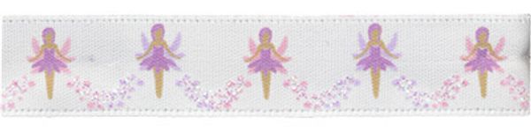 Лента атласная с рисунком 12.0 мм / 22.8±1 метра, F33/001 феи/белый, Gamma ALP-125