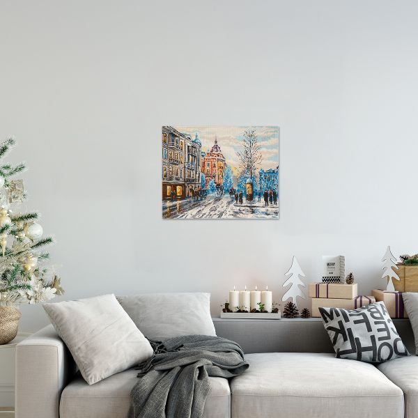 Алмазная (кристальная) мозаика Фрея, Зима в городе, 50х40 см