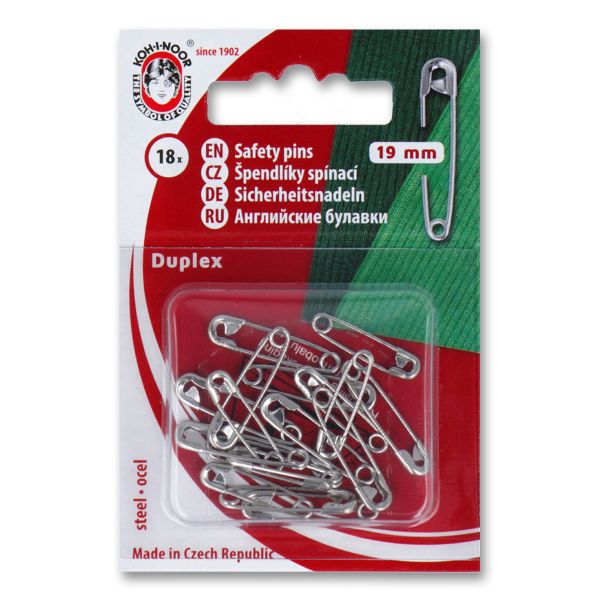 Булавки английские 19 мм, 18 шт, никель, KOH-I-NOOR 55 (5110 №3/0)