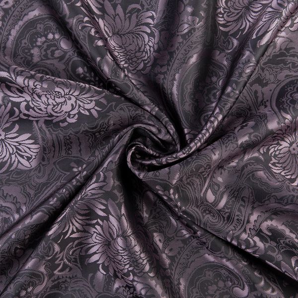 Ткань подкладочная (таффета) с рисунком 96 г/м², 500х145 см, 109 т.фиолетово-розовый (растительный орнамент), Gamma JTR