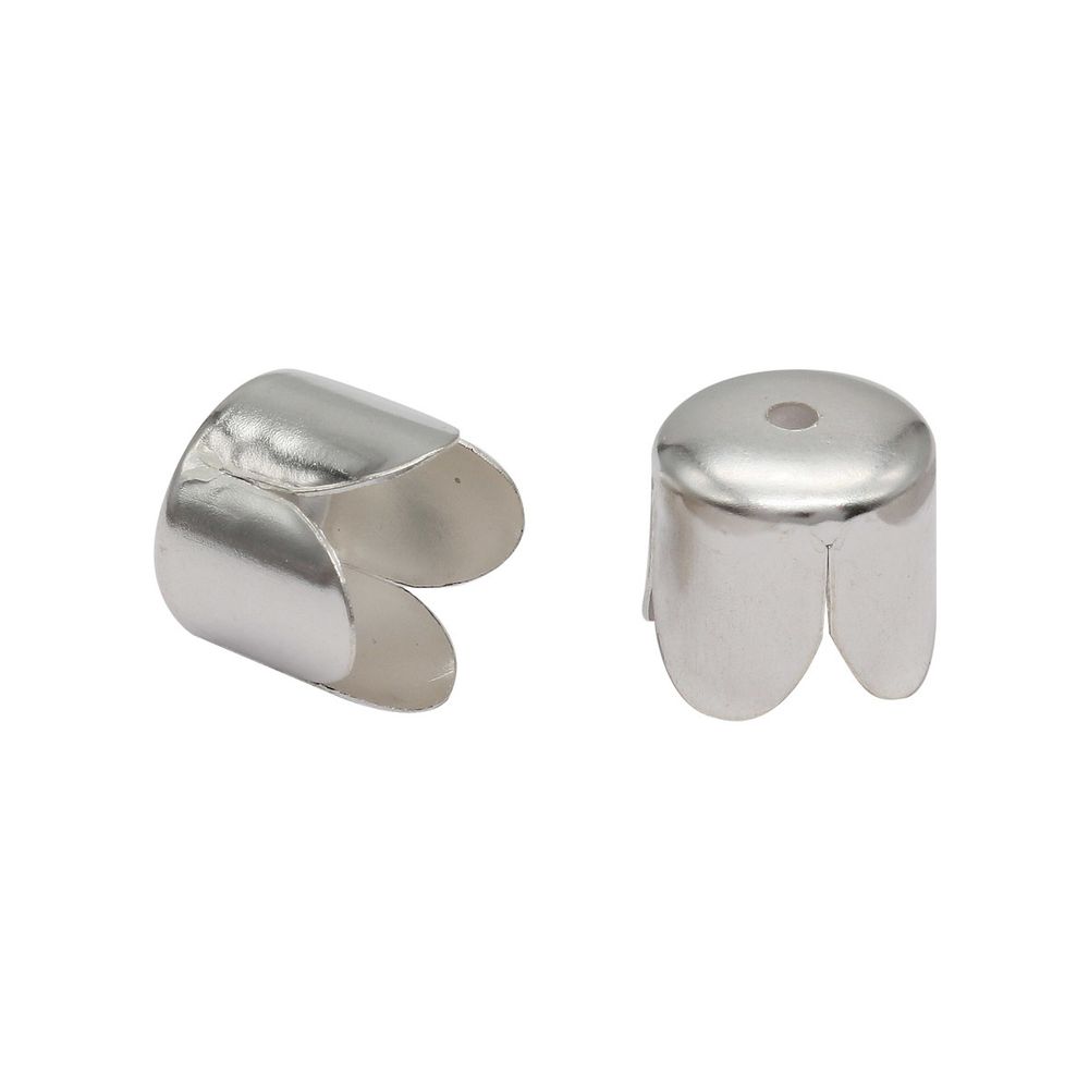 Концевик для круглого шнура, 10 шт в упак, Астра, Серебро