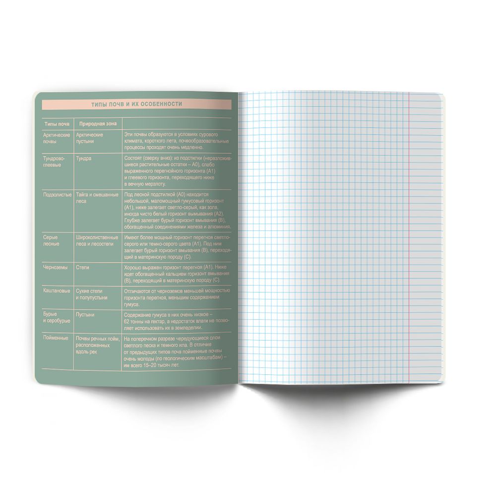 Тетрадь со справочным материалом Лёгким почерком, софт-тач ламинация, A5 48 л. на скобе 65 г/м², белизна 100% 10 шт, клетка, 01838 Лёгким почерком География, Светоч Т284