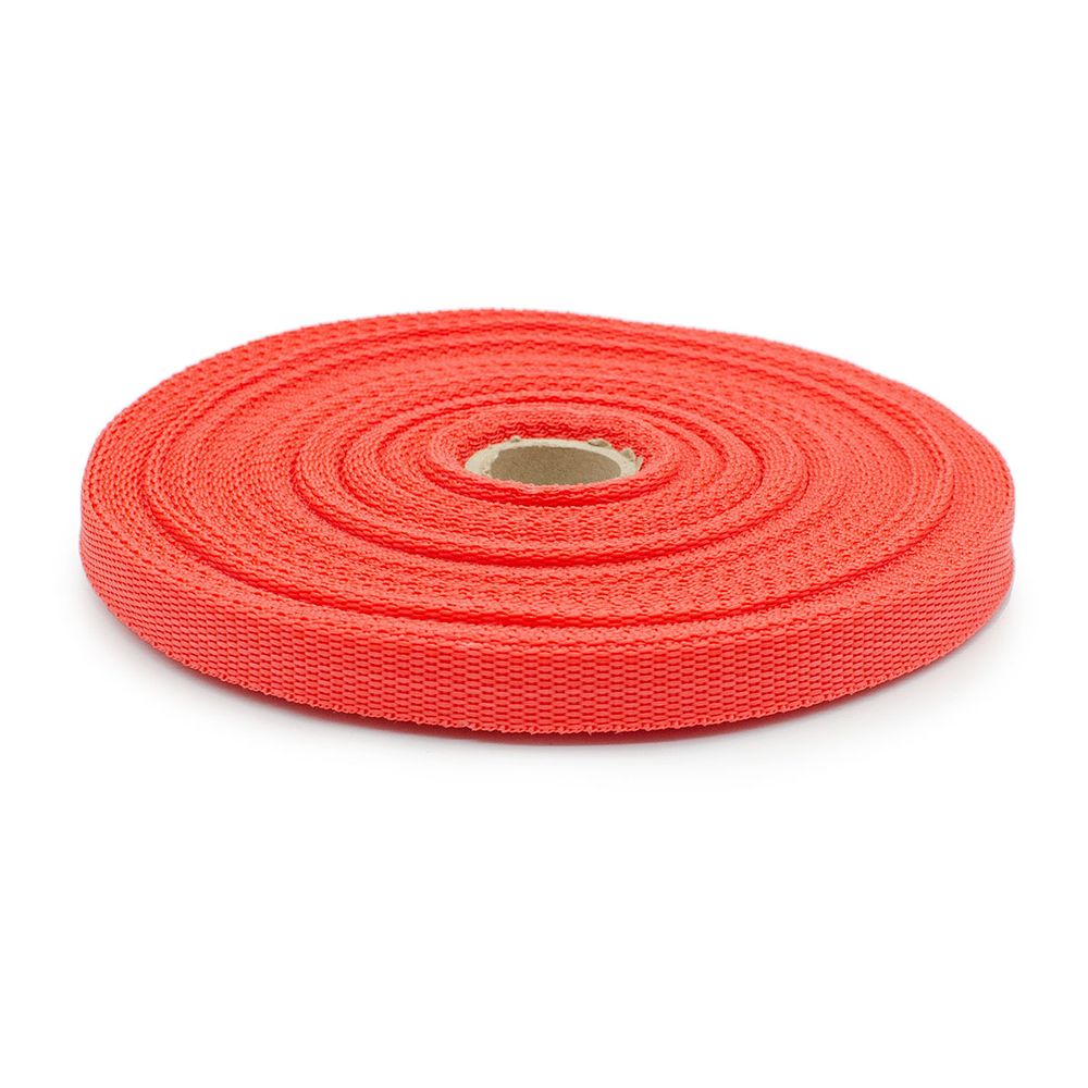 Стропа (ременная лента) 15 мм / 25 метров, толщ. 1.0 мм, [7.9 г/пог.м], 100% п/п, 8 алый