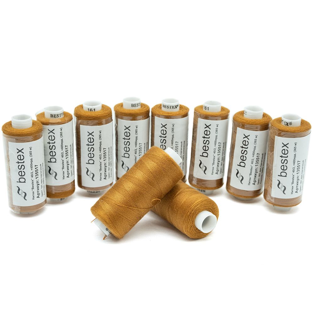 Нитки швейные бытовые Bestex 40/2, 365 м (400 ярд) / 10 кат., 161 ярко-горчичный