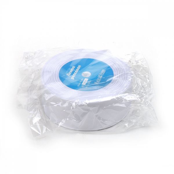 Лента репсовая (в рубчик) 38.0 мм, цв. 029 белый For Hobby, уп. 22.86м (±1м)