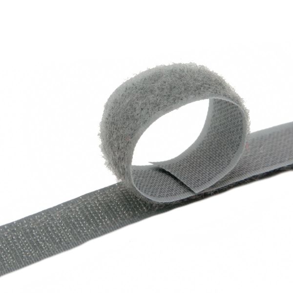 Лента контактная липучка фасовка (велкро) пришивная 20 мм / 25 см, 23 т.серый, ПАРА (крючок+петля), Hobby&Pro, качество 