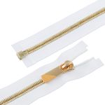 Молния металл Т8 (8 мм) 1 зам., разъем., 70 см, декор, золото, белый, KAP-8 Gamma, 5 шт