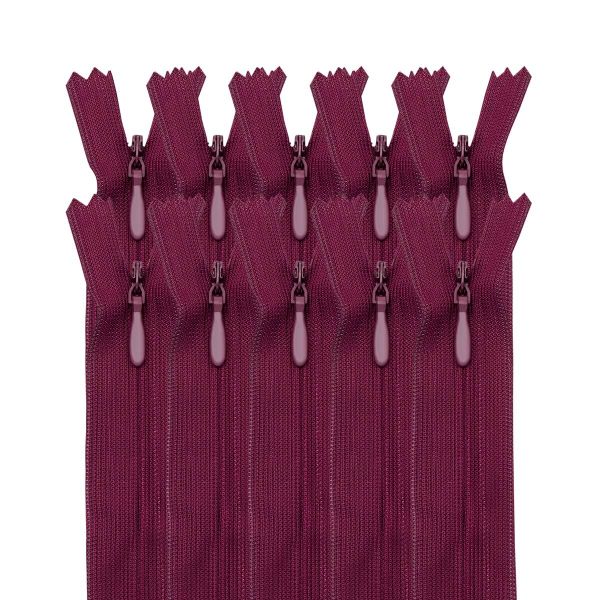 Молния потайная (скрытая) Т3 (3 мм) 1 зам., н/раз., 50 см, сливов. нейлон, 31322 / 50, 10 шт