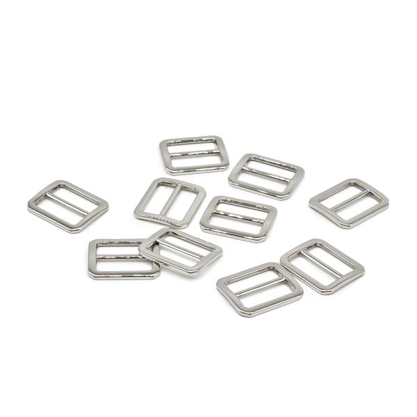 Пряжка регулировочная металл 18 мм. никель, 10 шт, BIG