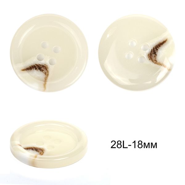 Пуговицы пластиковые TBY 2107 цв.1 белый 28L-18 мм, 4 прокола,36 шт