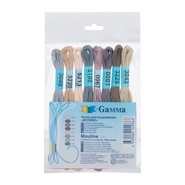 Мулине Gamma 100% хлопок, цв.loft, 8 мотков по 8 метров