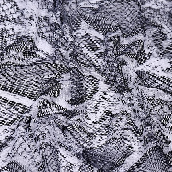 Сетка бельевая эластичная 100 г/м², шир.160 см / 3 метра.SZ025816, принт питон, цв.белый+черный /SZ025816.19/3/