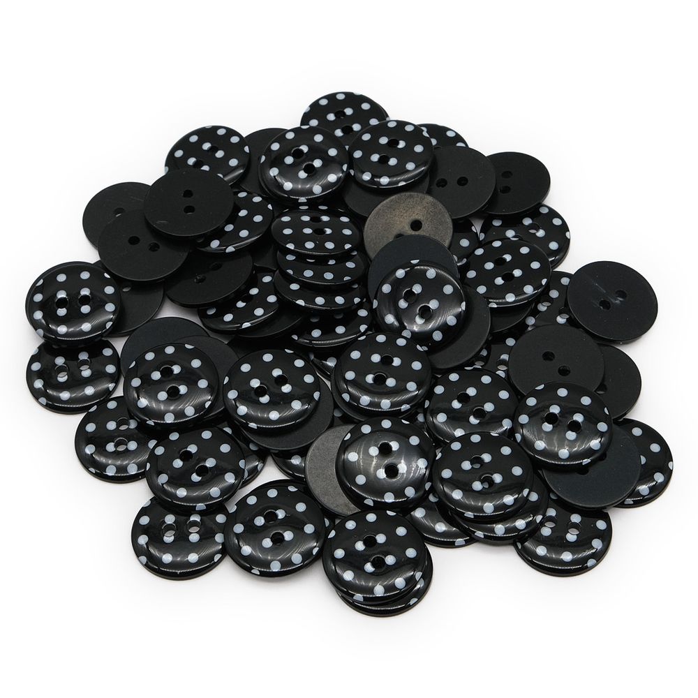 Пуговицы детские Горошек 28L (990 черно-белый) Q7125-FSS, 72 шт