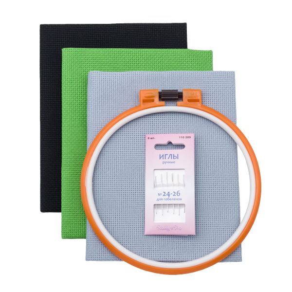 Канва Aida 14 ct, 50х50см, 624010-14C/T, черный/серый/зеленый, Bestex