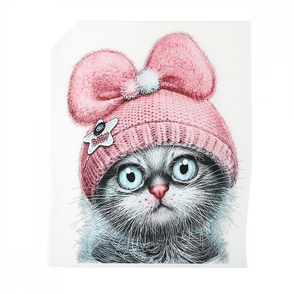 Термотрансфер арт.1232 Котенок в шапке 11х15см, уп.10 шт