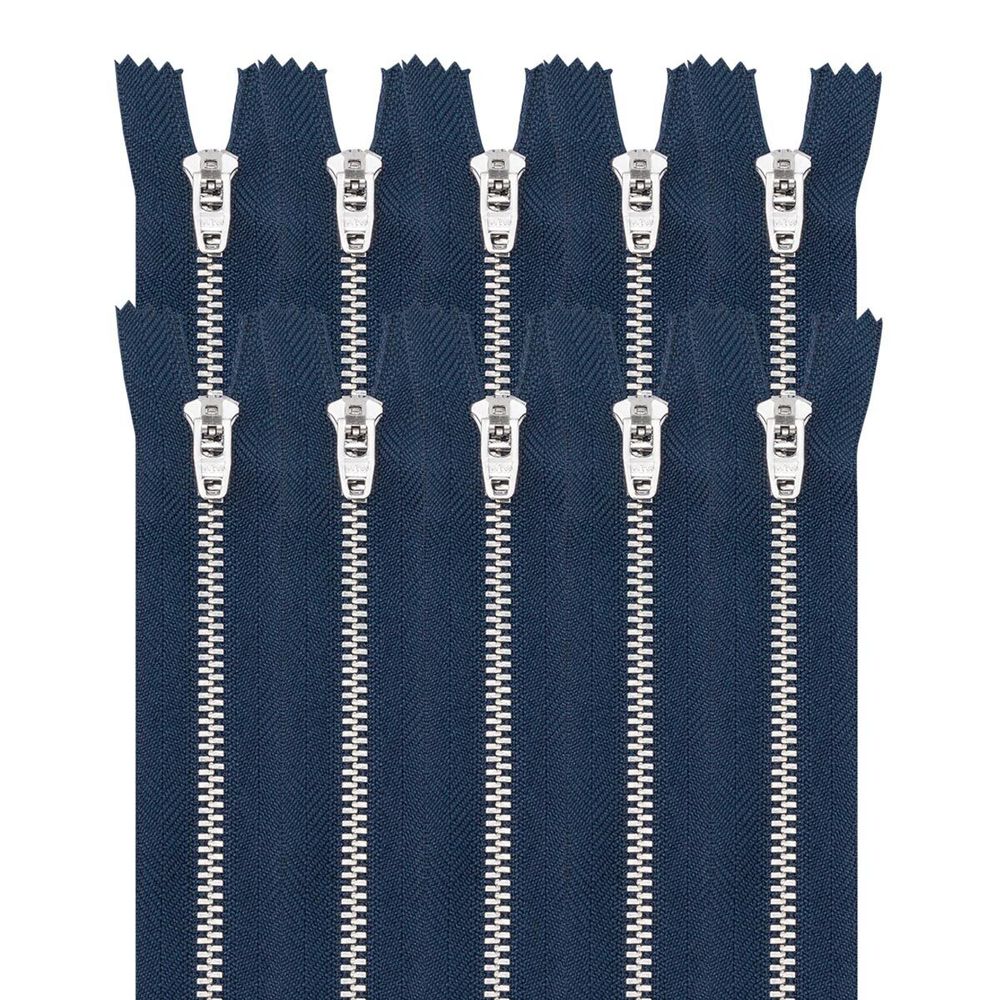 Молния металл джинсовая Т5 (5 мм) 1 зам., н/раз., 18 см, синий, 39141/18-Н, 10 шт