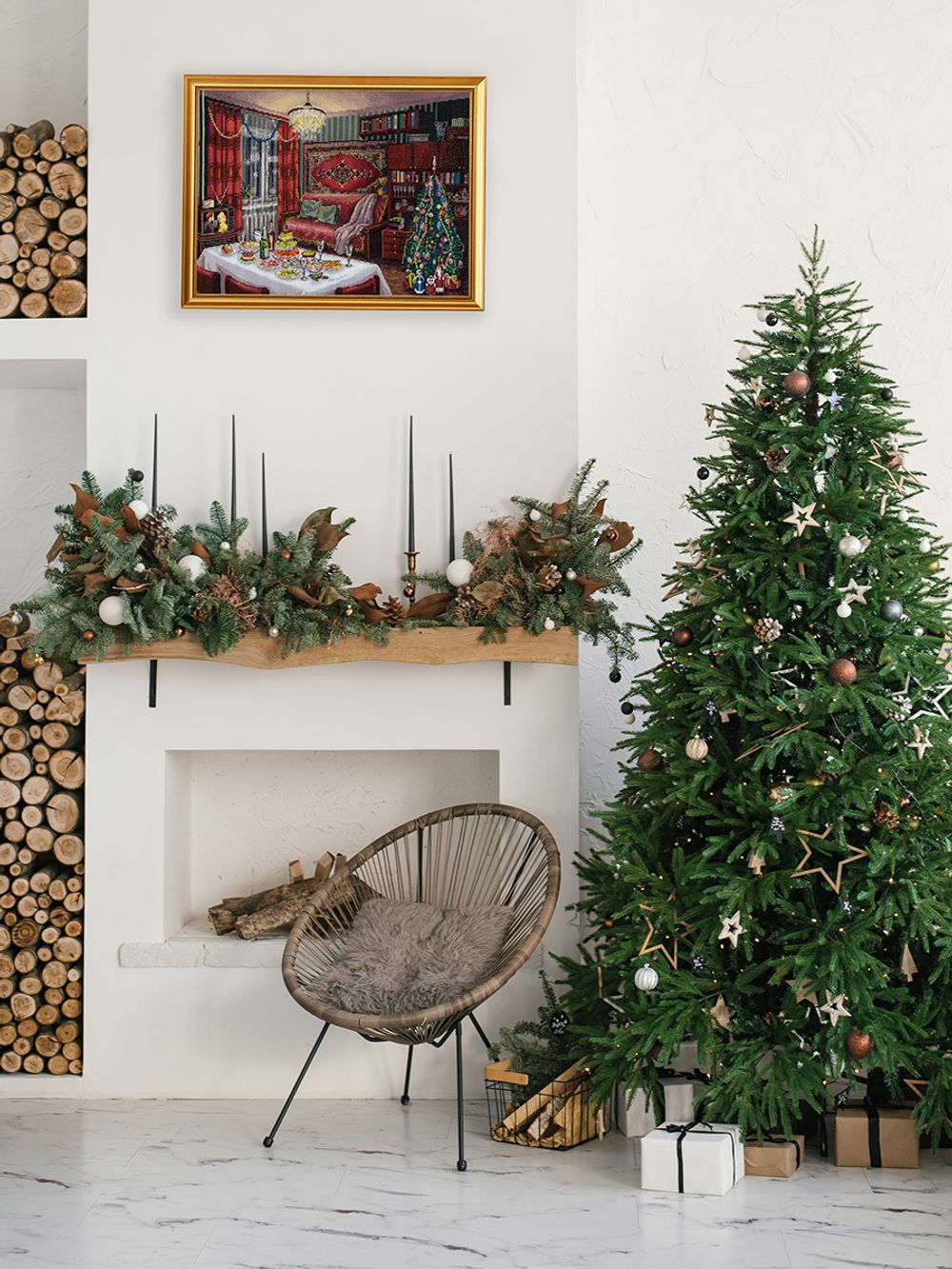 Набор для вышивания нитками Panna Золотая серия GM-7480, Новогодняя ностальгия, 40х27.5 см