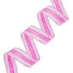 Лента подарочная 25 мм / 25 метров, рис.8255, ярко-розовый/серебро, С3488Г17