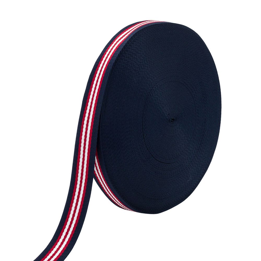 Стропа (ременная лента) 30 мм / 50 метров, с принтом 2-сторонняя, 1253 красный/белый/черный, 3Al361