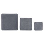 Набор заплаток пришивных из замши, квадрат 4см, 6см и 8см, с перфорацией, 3 шт, 100% кожа (26 серый), 59402