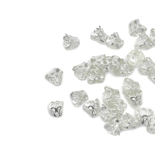 Шапочка для бусин, 6,5х5 мм, 50 шт/уп, серебро