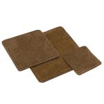 Набор заплаток пришивных из замши, квадрат 4см, 6см и 8см, с перфорацией, 3 шт, 100% кожа (32 кэмел), 59402