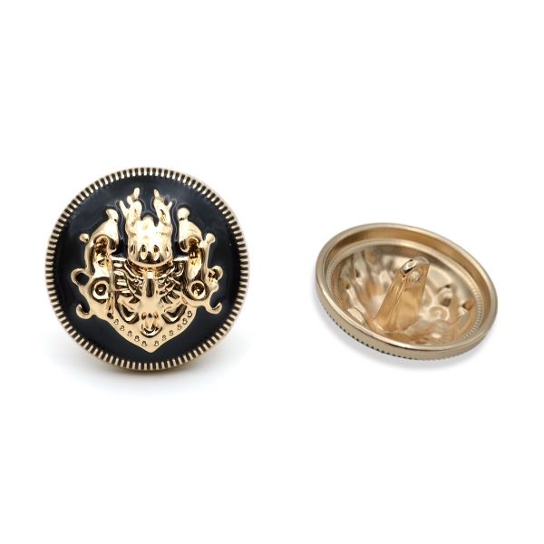 Пуговицы на ножке 36L (23мм), металл (Black/G черный с золотом), 36 шт, ME 645